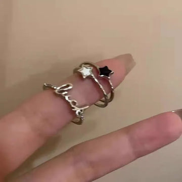 Daiiibabyyy 2024 Metal Cross Opening Index Finger Rings Y2k Accessories Five Pointed Star Rings Open Adjustable Star Rings Star Ring